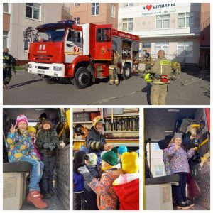 Учения пожарно-спасательного отряда на территории детского сада